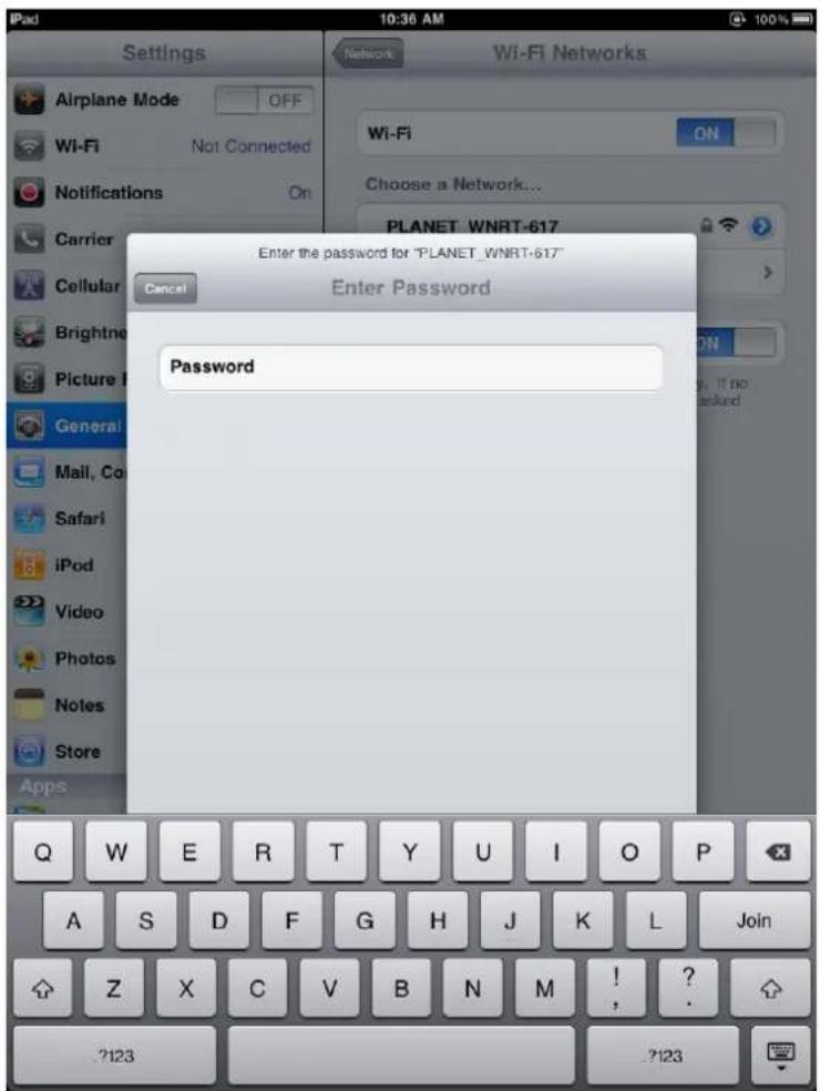 Enter the password for "PLANET_WNRT-617" Password Cancel Enter Password Password