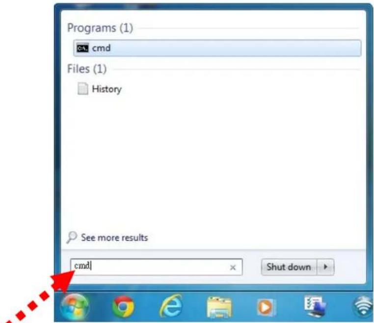 Programs (1) cmd Files (1) History See more results cmd Shut down