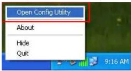 Open Config Utility About Hide Quit