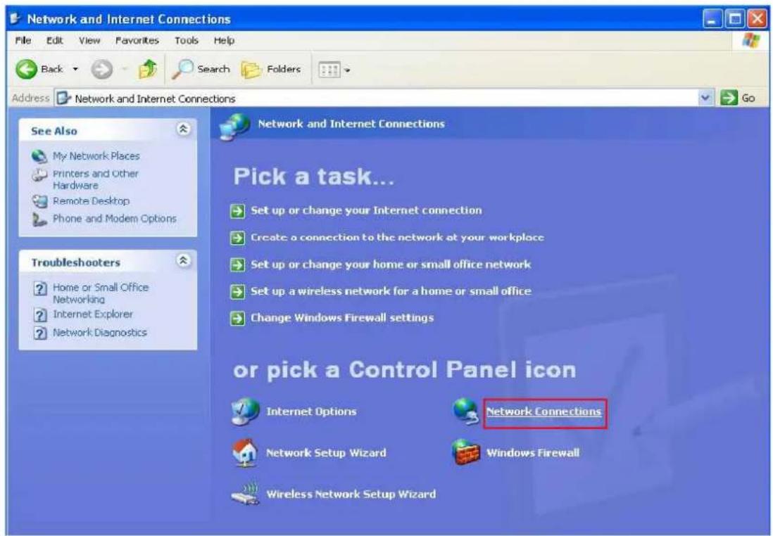 Network and Internet Connections File Edit View Favorites Tools Help Back Search Folders Address Network and Internet Connections Go See Also My Network Places Printers and Other Hardware Remote Desktop Phone and Modem Options Troubleshooters Home or Small Office Networking Internet Explorer Network Diagnostics Network and Internet Connections Pick a task... Set up or change your Internet connection Create a connection to the network at your workplace Set up or change your home or small office network Set up a wireless network for a home or small office Change Windows Firewall settings or pick a Control Panel icon Internet Options Network Connections Network Setup Wizard Windows Firewall Wireless Network Setup Wizard