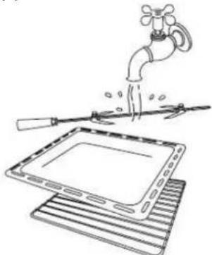 Illustration of a faucet spraying water onto a tablet device (no text or symbols)