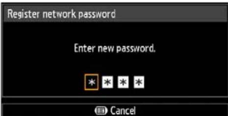 Register network password Enter new password. * * * * Cancel