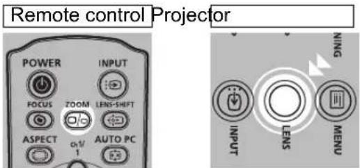Remote control Projector POWER INPUT FOCUS ZOOM LENS-SHEET ASPECT On 1/ AUTO PC NING INPUT LENS MENU