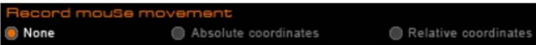 Record mouse movement None Absolute coordinates Relative coordinates