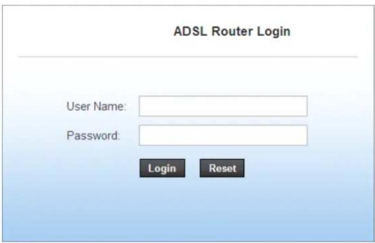 ADSL Router Login User Name: Password: Login Reset