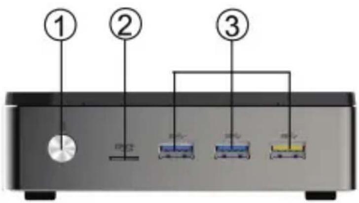 Diagram of a device with labeled components: two numbered parts and three connected devices below.