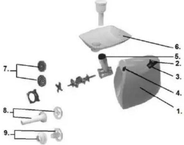 Exploded view diagram of a mechanical assembly with numbered parts for identification