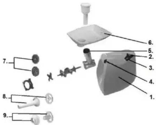 Exploded view diagram of a mechanical assembly with numbered parts for identification