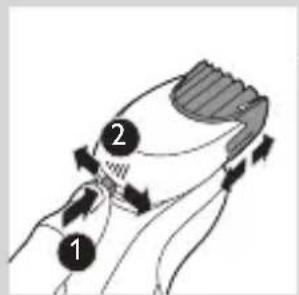 Diagram showing two labeled parts (1 and 2) with directional arrows indicating movement or flow, possibly illustrating a mechanical or fluid dynamics concept.