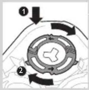 Diagram showing a mechanical or fluid system with labeled components and directional arrows indicating flow or movement.