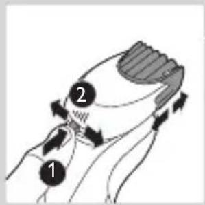 Diagram showing two labeled parts (1 and 2) with directional arrows indicating movement or flow, possibly illustrating a mechanical or fluid dynamics concept.