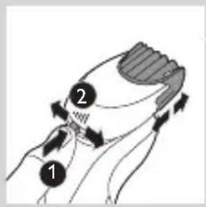 Diagram showing two labeled parts (1 and 2) with directional arrows indicating movement or flow, possibly illustrating a process or concept.