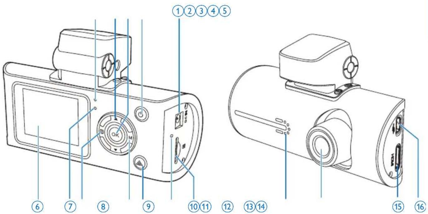 Technical diagram of a device with numbered parts for identification