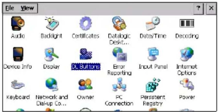 File View Audio Backlight Certificates Datalogic Date/Time Decoding Device Info Display DL Buttons Error Reporting Input Panel Internet Options Keyboard Network and Owner PC Connection Persistent Registry Power