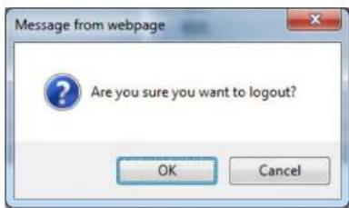Message from webpage Are you sure you want to logout? OK Cancel