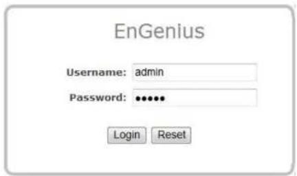 EnGenius Username: admin Password: •••••• Login Reset