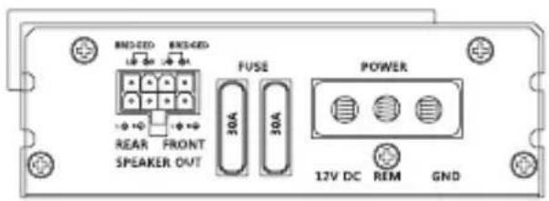 BND-ED BND-ED REAR FRONT SPEAKER OUT 30A 30A FUSE POWER 12V DC REM GND