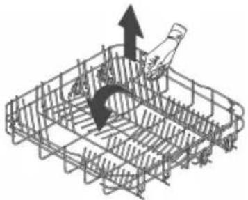 Isometric line drawing of a mechanical cage with an arrow indicating upward motion (no text or symbols).