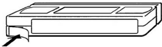 Simple line drawing of a rectangular electronic component with a curved arrow indicating force or movement (no text or symbols)