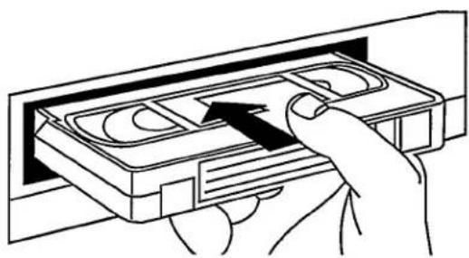 Illustration of a hand inserting a card into a box (no text or symbols)
