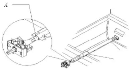 Technical line drawing of a mechanical assembly with an inset showing a close-up view of a component (no text or symbols present)
