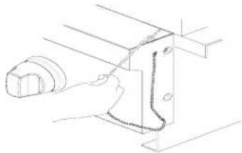 Technical line drawing of a mechanical bracket assembly (no text or symbols)