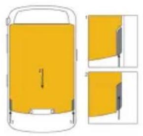 Diagram of a yellow car interior with side and top views, showing front and side views (no text or symbols)