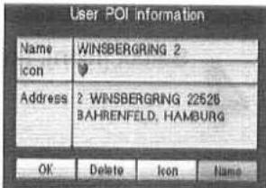User POI information Name WINSBERGRING 2 Icon ♥ Address 2 WINSBERGRING 22526 BAHRENFELD, HAMBURG OK Delete Icon Name