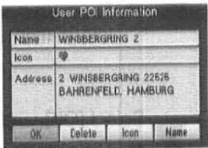 User POI Information Name WINSBERGRING 2 Icon ♥ Adéress 2 WINSBERGRING 22526 BAHRENFELD, HAMBURG OK Delete Icon Name