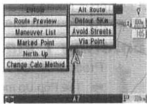 Route Preview Route Preview Maneuver List Marked Point North Up Change Calc Method Alt Route Default Skin Avoid Streets Via Point