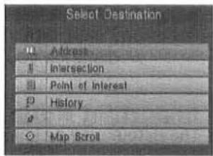 Select Destination Address Intersection Point of Interest History Map Scroll