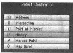 Select Destination Address Intersection Point of Interest History Marked Point Map Scroll