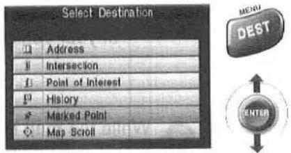 Select Destination Address Intersection Point of Interest History Marked Point Map Scroll