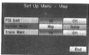 Set Up Menu - Map PDI Icon On Off System Mode Map Guide Trace Mark On Off End