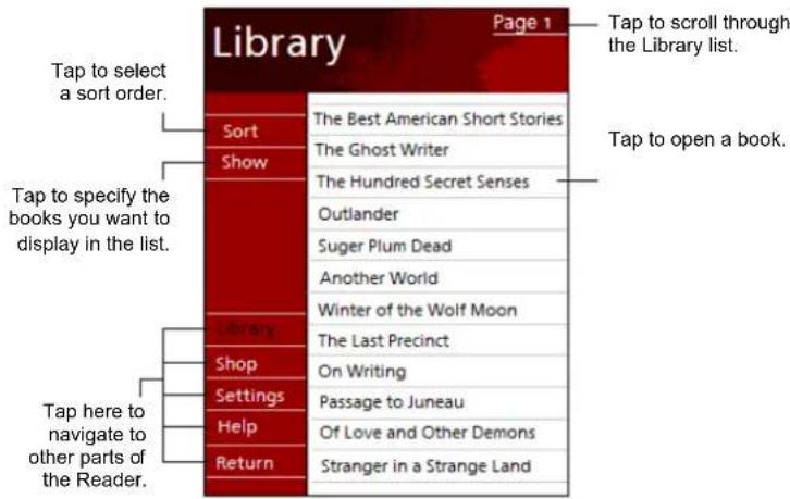 Library Page 1 Tap to select a sort order. Sort Show The Best American Short Stories The Ghost Writer The Hundred Secret Senses Outlander Suger Plum Dead Another World Winter of the Wolf Moon The Last Precinct On Writing Settings Passage to Juneau Help Of Love and Other Demons Return Stranger in a Strange Land Tap to open a book. Tap here to navigate to other parts of the Reader.