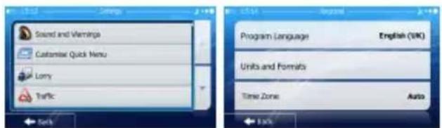 PRESTIGIO GeoVision 5800 iGo - Menu Settings (nastavení) - 1
