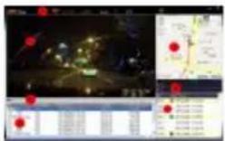 Screenshot of a remote control interface with navigation controls, location markers, and system status bar