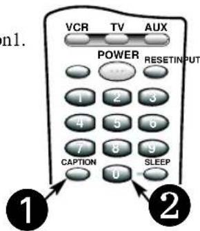 VCR TV AUX POWER RESETINPUT 1 2 3 4 5 6 7 8 9 CAPTION SLEEP 0