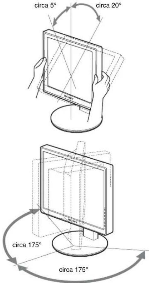 SONY SDM-S205F - Installazione 8: Regolazione dell'inclinazione e dell'altezza - 1