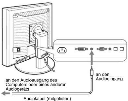 an den Audioausgang des Computers oder eines anderen Audiogeräts an den Audioeingang Audiokabel (mitgeliefert)