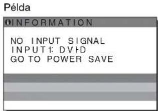 Példa INFORMATION NO INPUT SIGNAL INPUT: DVD GO TO POWER SAVE