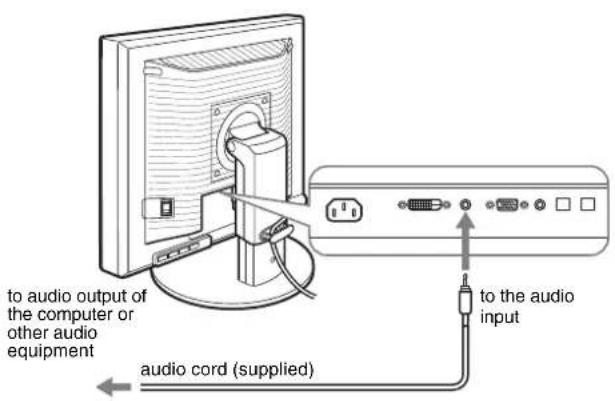 to audio output of the computer or other audio equipment audio cord (supplied) to the audio input