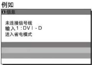 例如 ① 信息 未连接信号线 输入1:DVI - D 进入省电模式