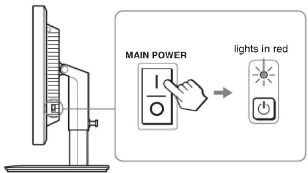 MAIN POWER lights in red