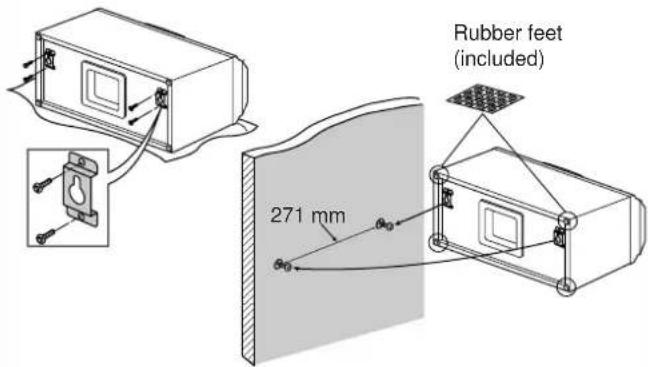 Rubber feet (included) 271 mm
