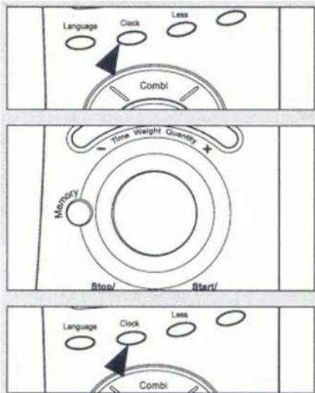 Language Clock Less Combi Time Weight Quantity Memory Stop/ Start/ Language Clock Less Combi