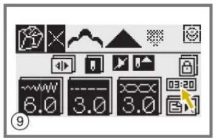 Camera control panel interface with display, settings, and time controls