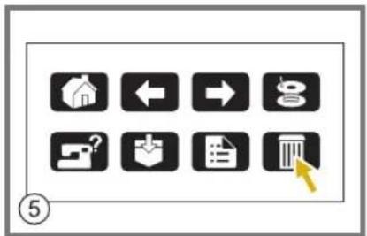 Grid of nine black-and-white icons with white symbols and arrows, including a house, left-pointing arrow, and a trash bin with a yellow arrow.