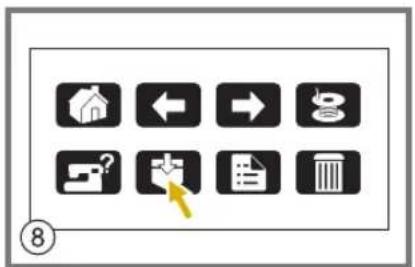 Grid of black square icons with white symbols and arrows, including a question mark and a yellow cursor pointer