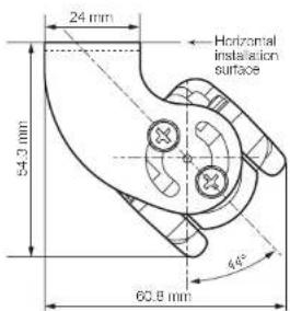 24 mm Horizontal installation surface 54.3 mm 44° 60.8 mm